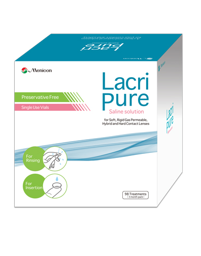 lacri pure, saline solution, for soft, rigid gas permeable, hybrid and hard contact lenses. preservative free. single use vials