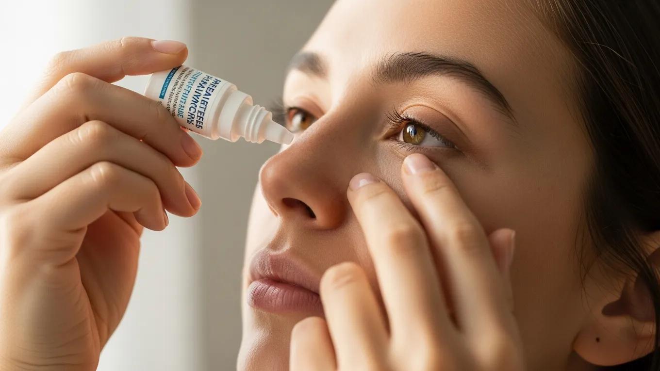 Eye care specialist examining a patient for contact lens dry eye diagnosis