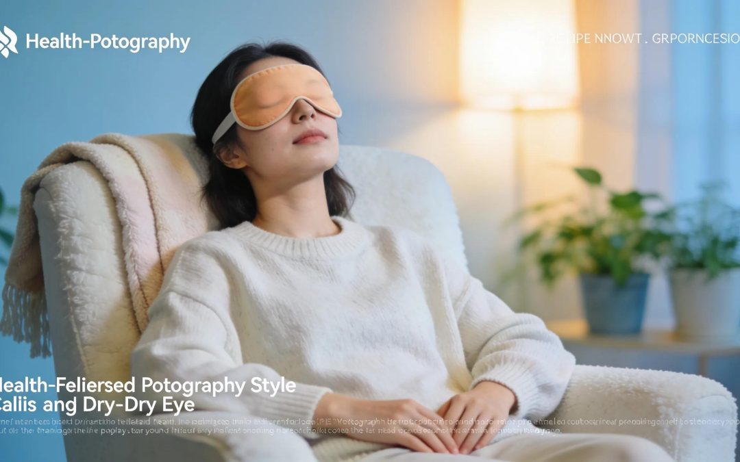 Person soothing their dry eyes with a warm compress in a calming environment
