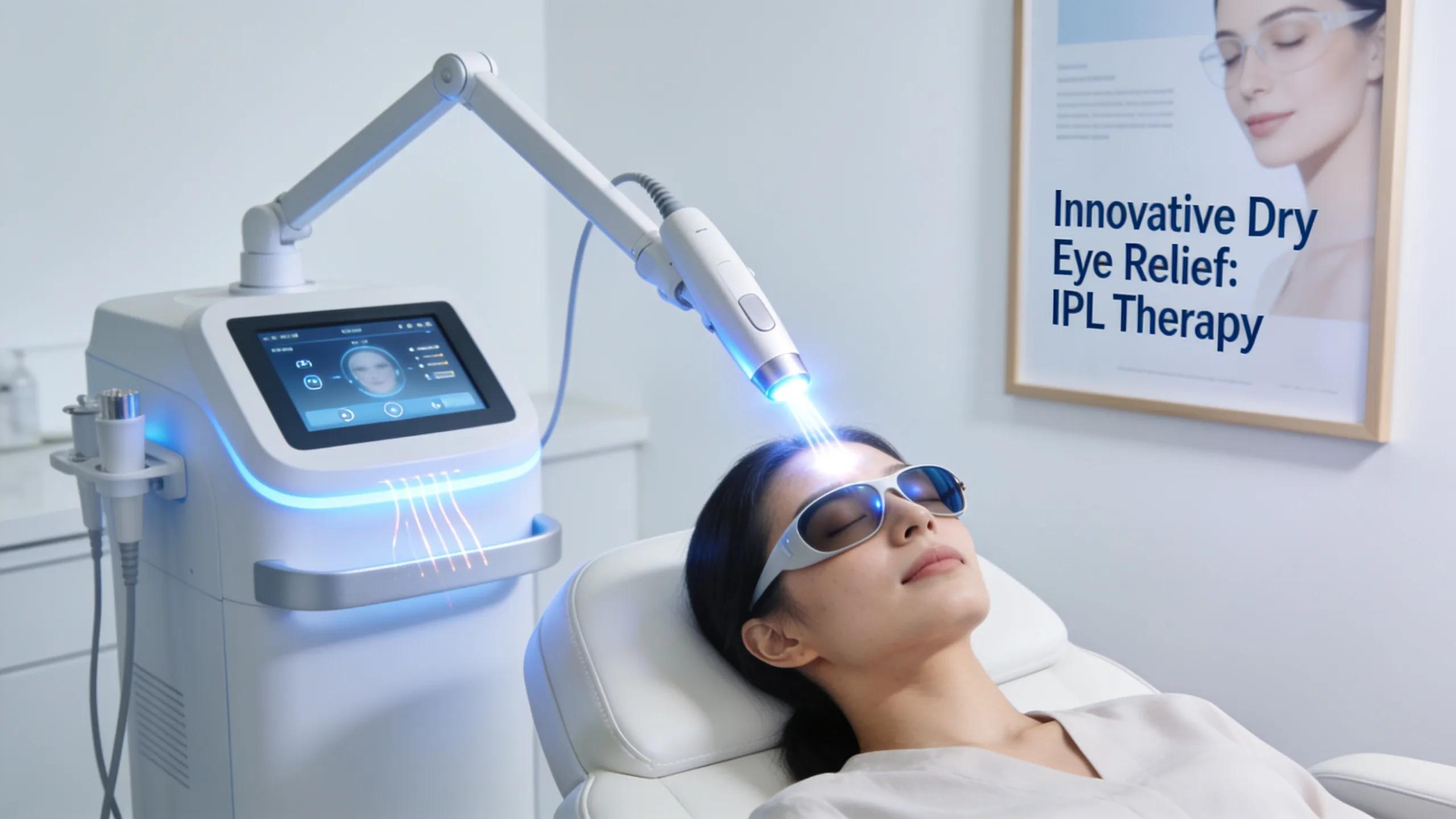 Patient undergoing IPL treatment near the eye area for dry eye relief
