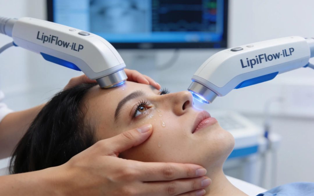Patient receiving advanced eye treatment for watery eyes in a modern clinical environment